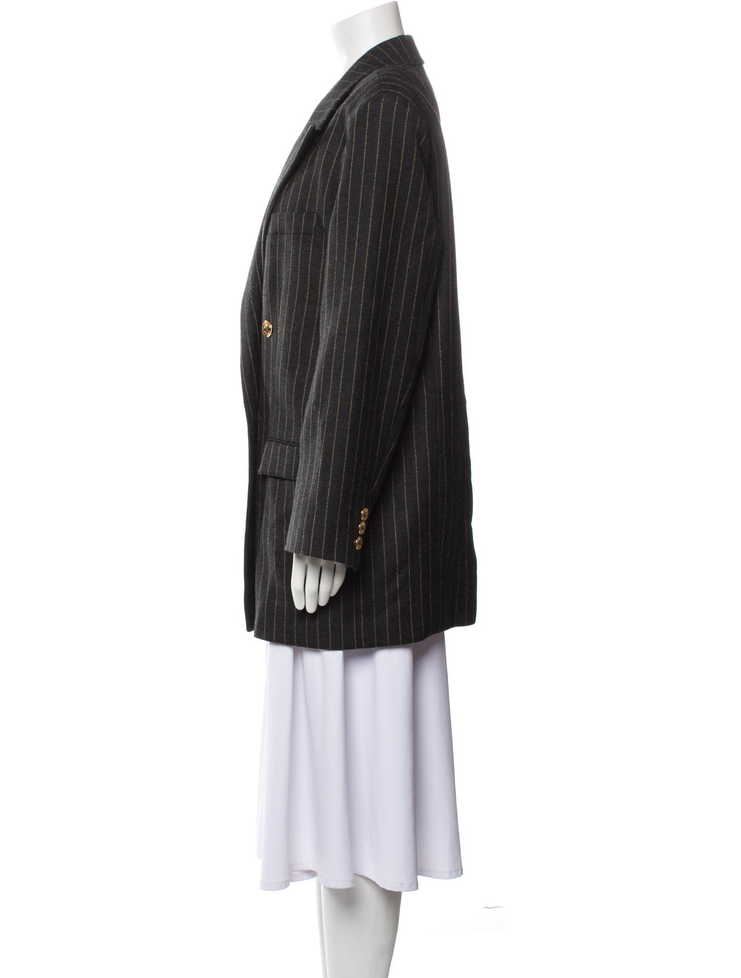 Moschino Couture Virgin Wool Striped Peacoat