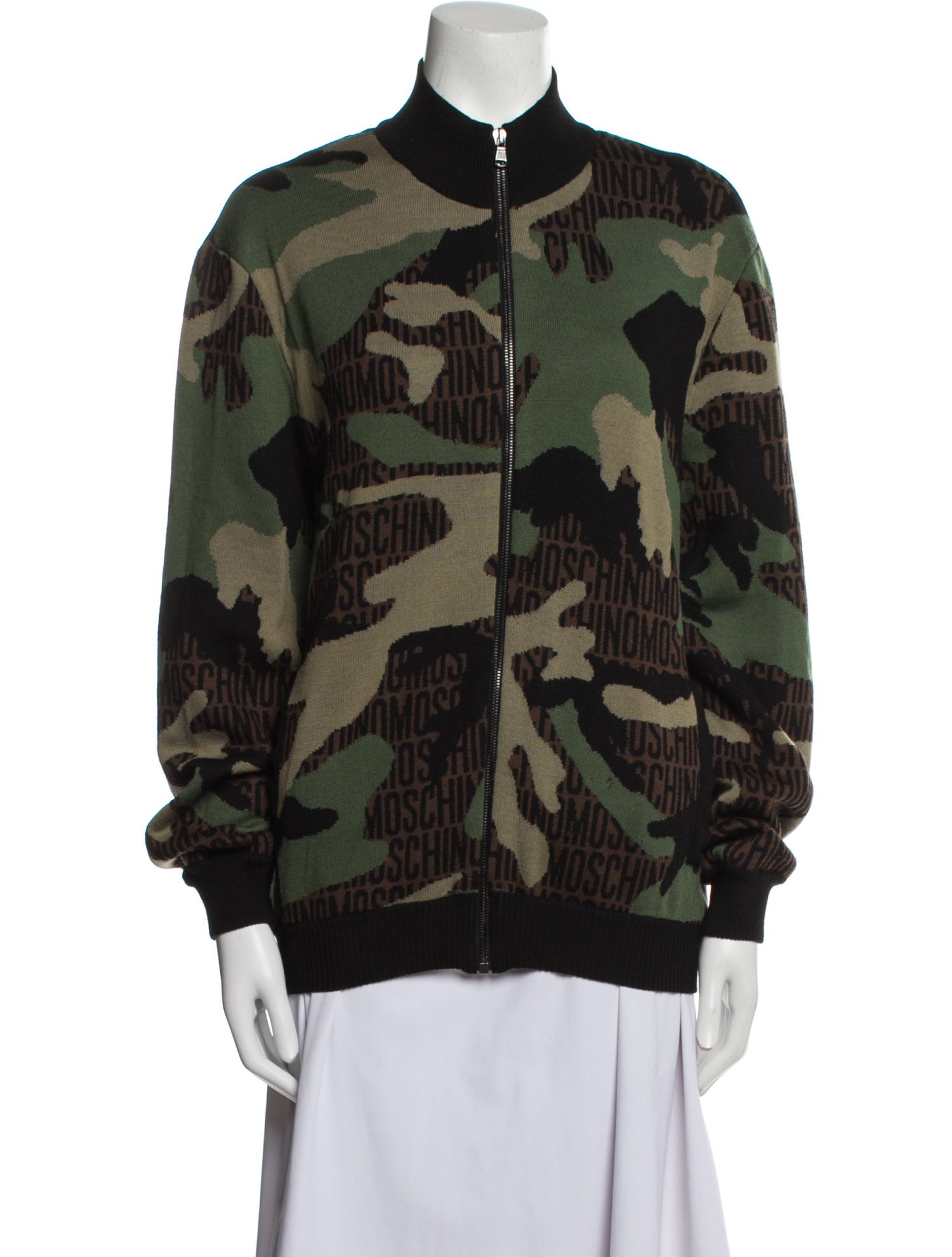 Moschino Couture Virgin Wool Printed Bomber Jacket