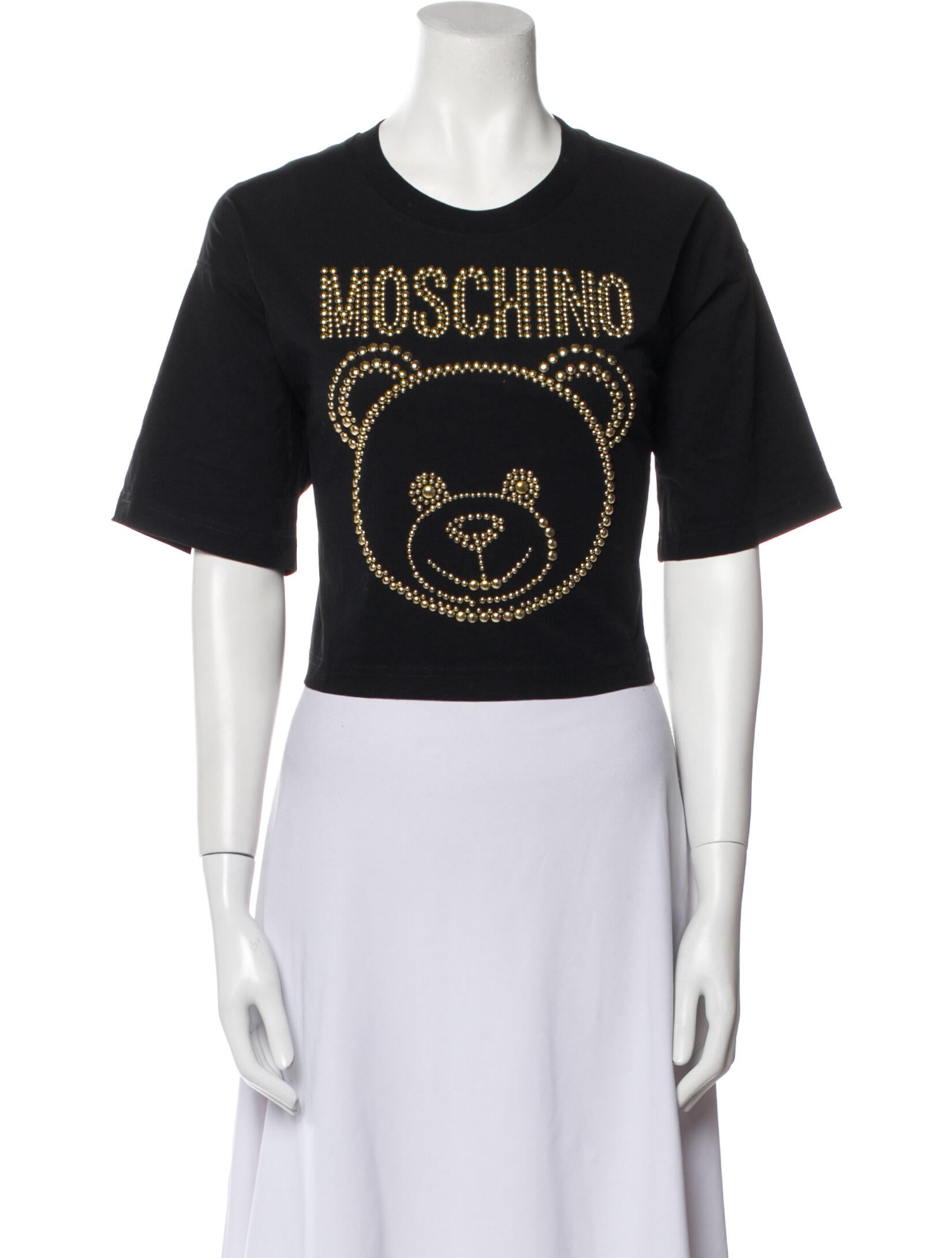 Moschino Couture Graphic Print Crew Neck Crop Top