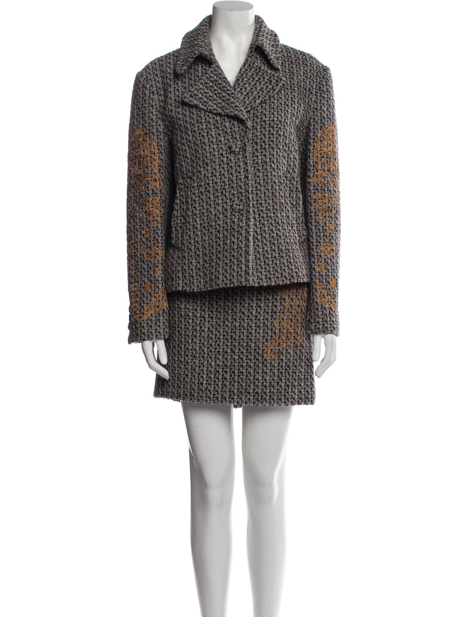 Moschino Couture Wool Tweed Pattern Skirt Suit w/ Tags