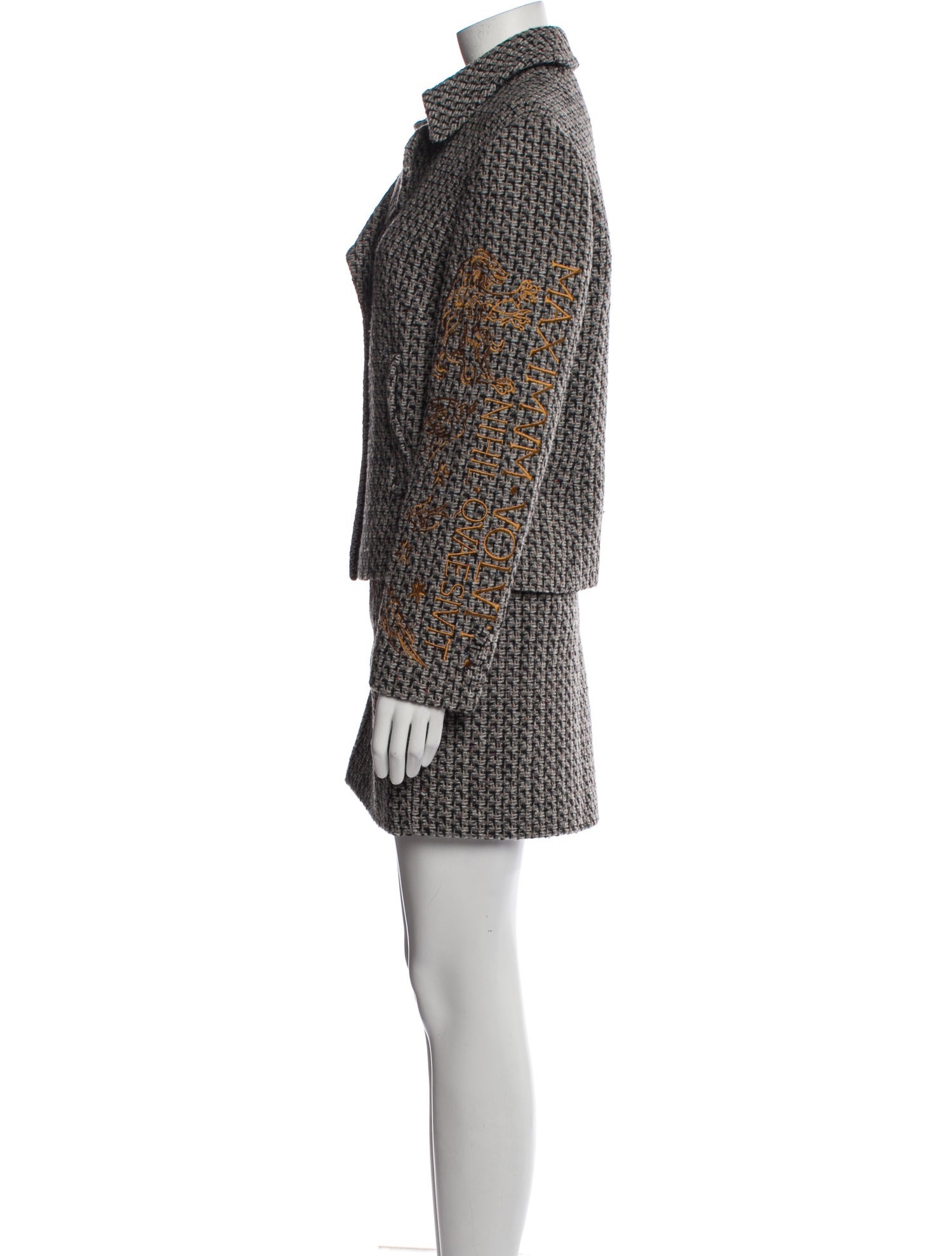 Moschino Couture Wool Tweed Pattern Skirt Suit w/ Tags