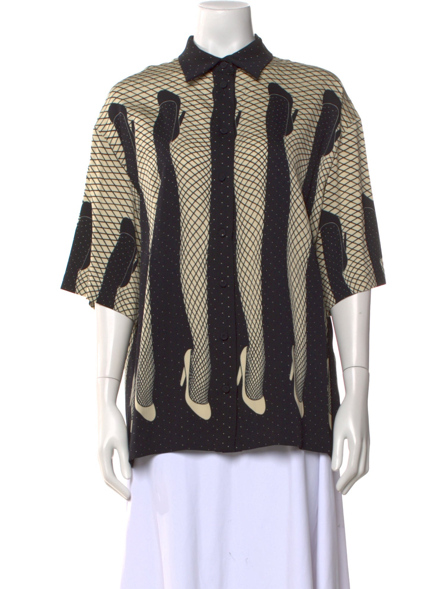 Moschino Couture Printed Short Sleeve Button-Up Top w/ Tags