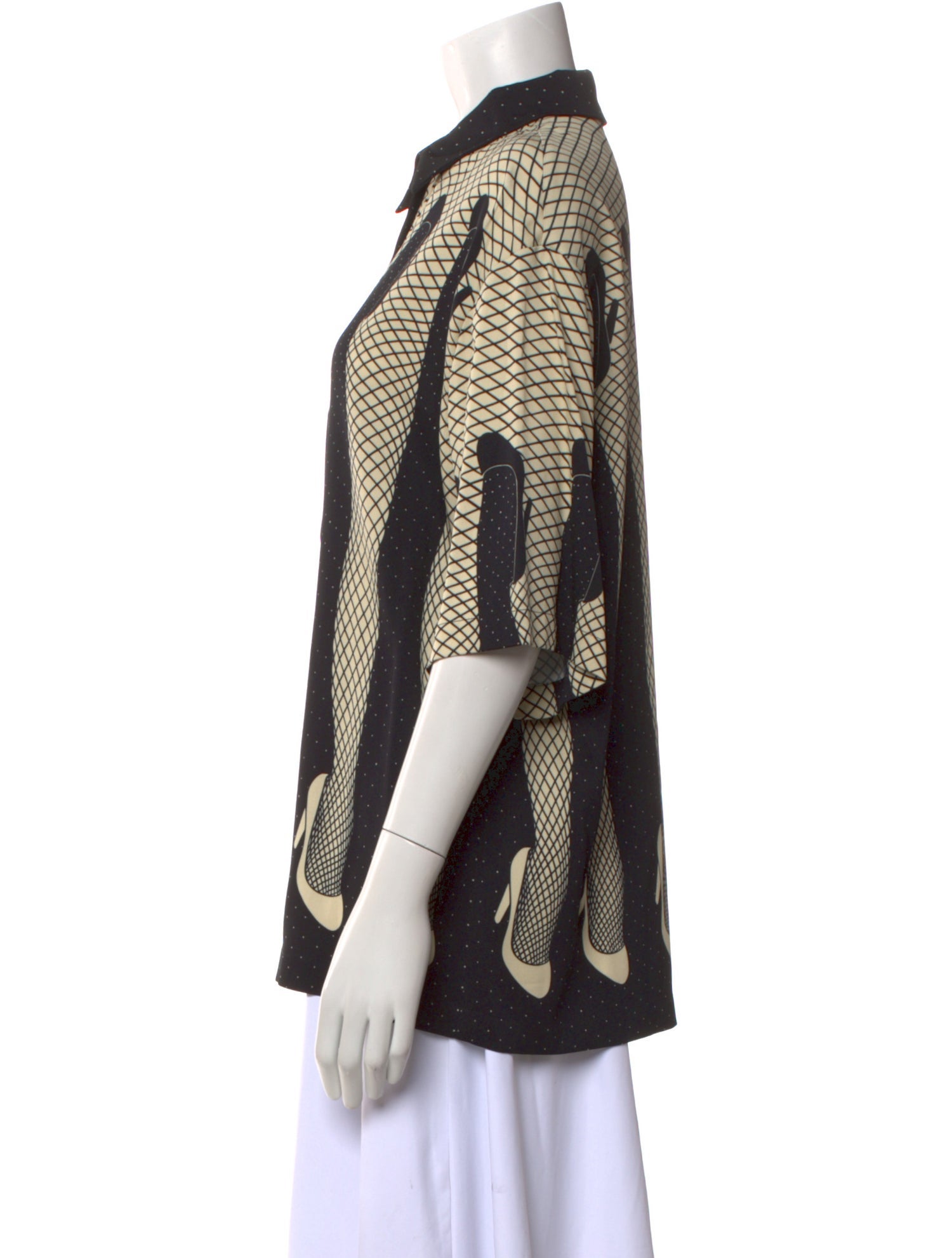 Moschino Couture Printed Short Sleeve Button-Up Top w/ Tags