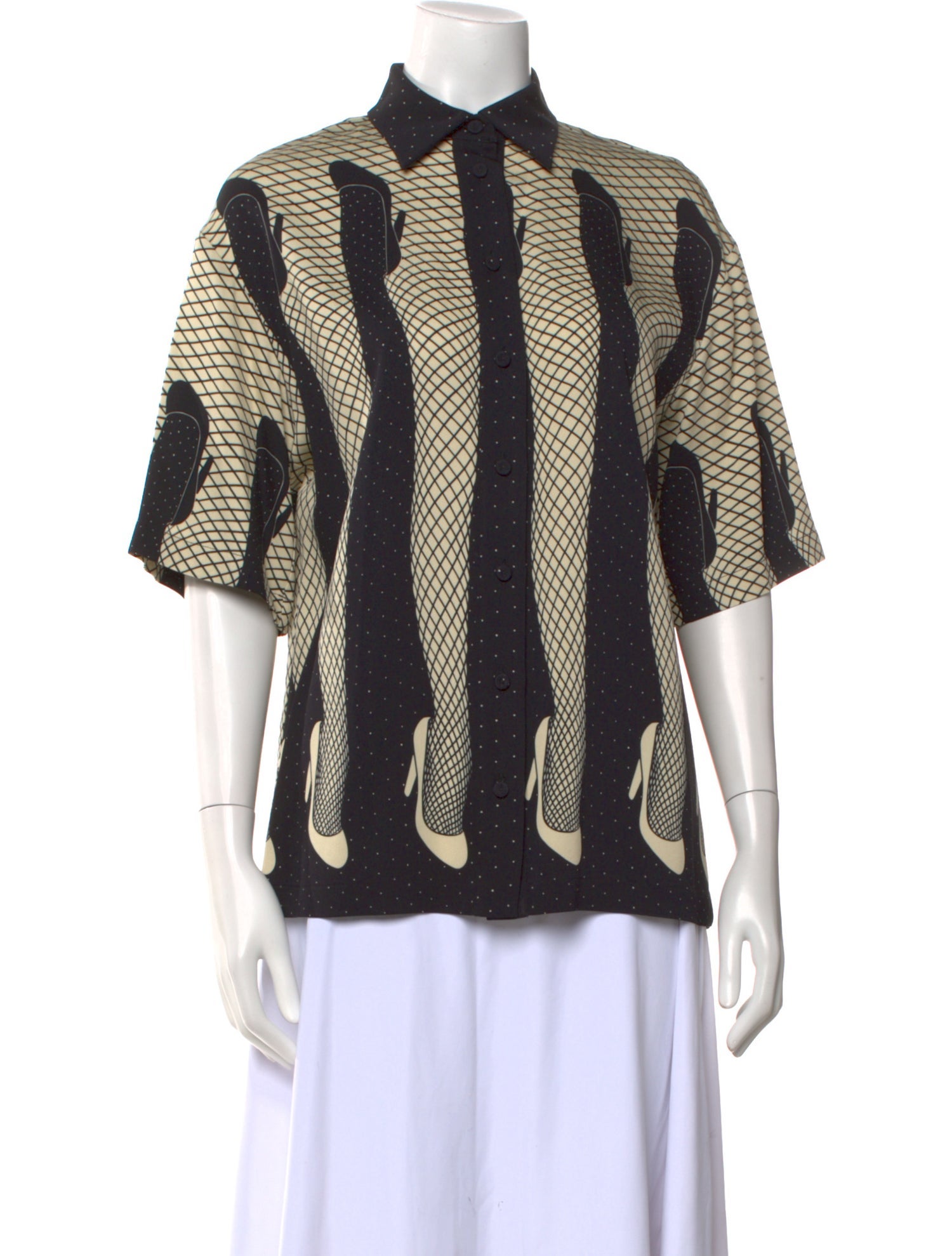 Moschino Couture Printed Short Sleeve Button-Up Top w/ Tags