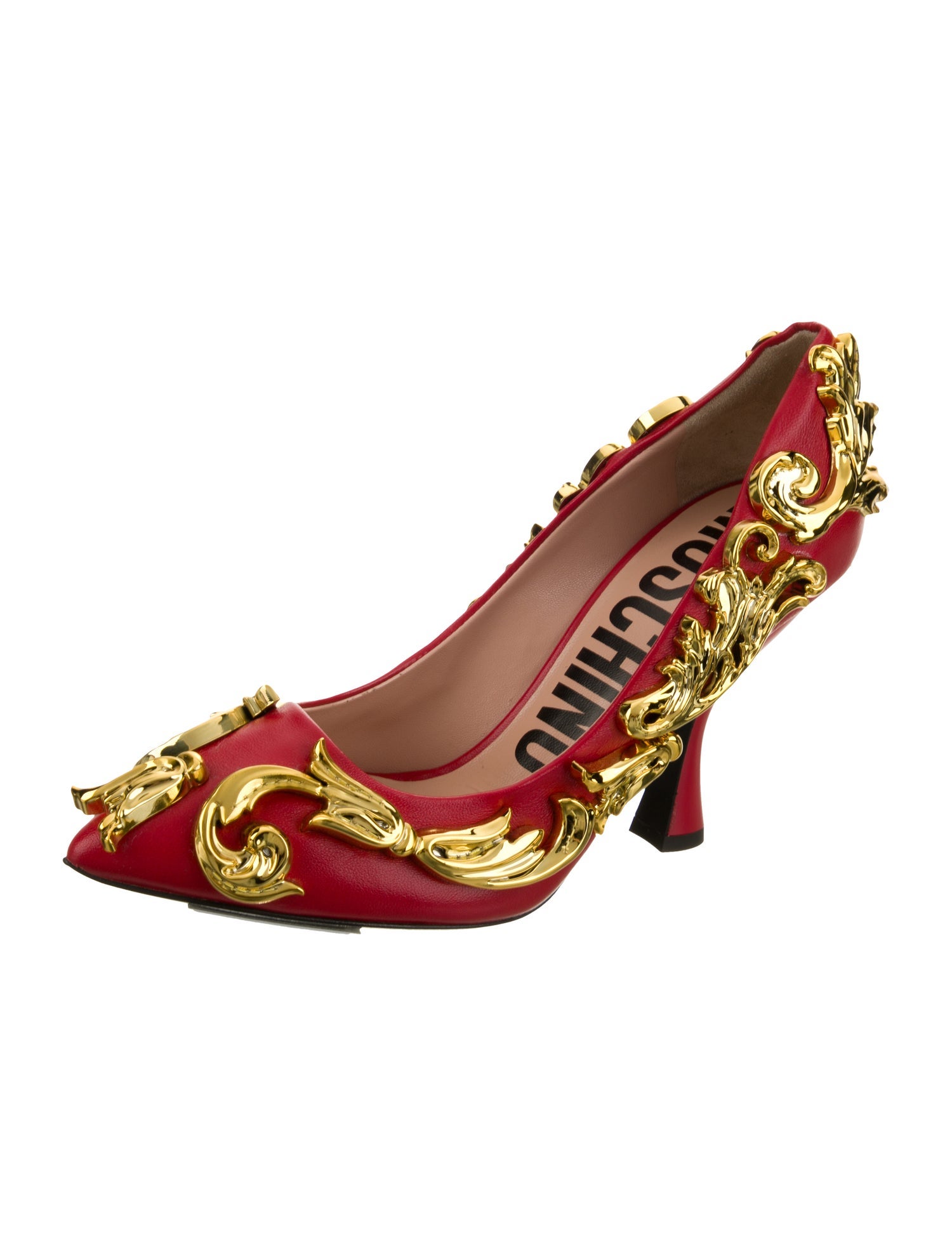 Moschino Couture Leather Patterned Pumps