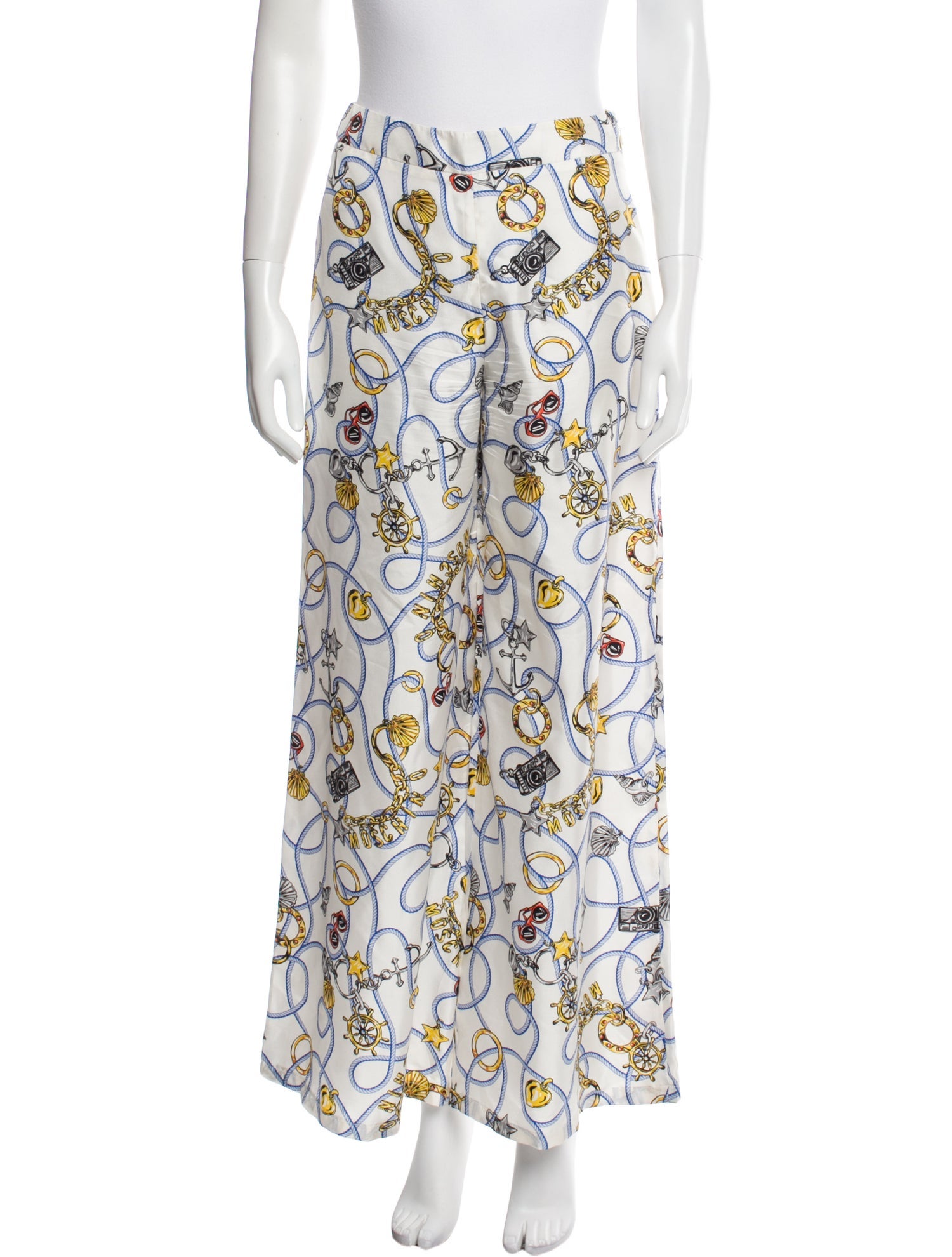 Moschino Couture Silk Wide Leg Pants