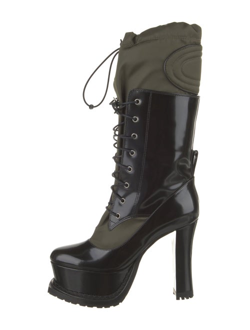 Moschino Couture Leather Colorblock Pattern Lace-Up Boots