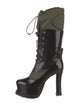 Moschino Couture Leather Colorblock Pattern Lace-Up Boots