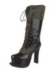 Moschino Couture Leather Colorblock Pattern Lace-Up Boots
