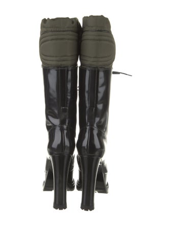 Moschino Couture Leather Colorblock Pattern Lace-Up Boots