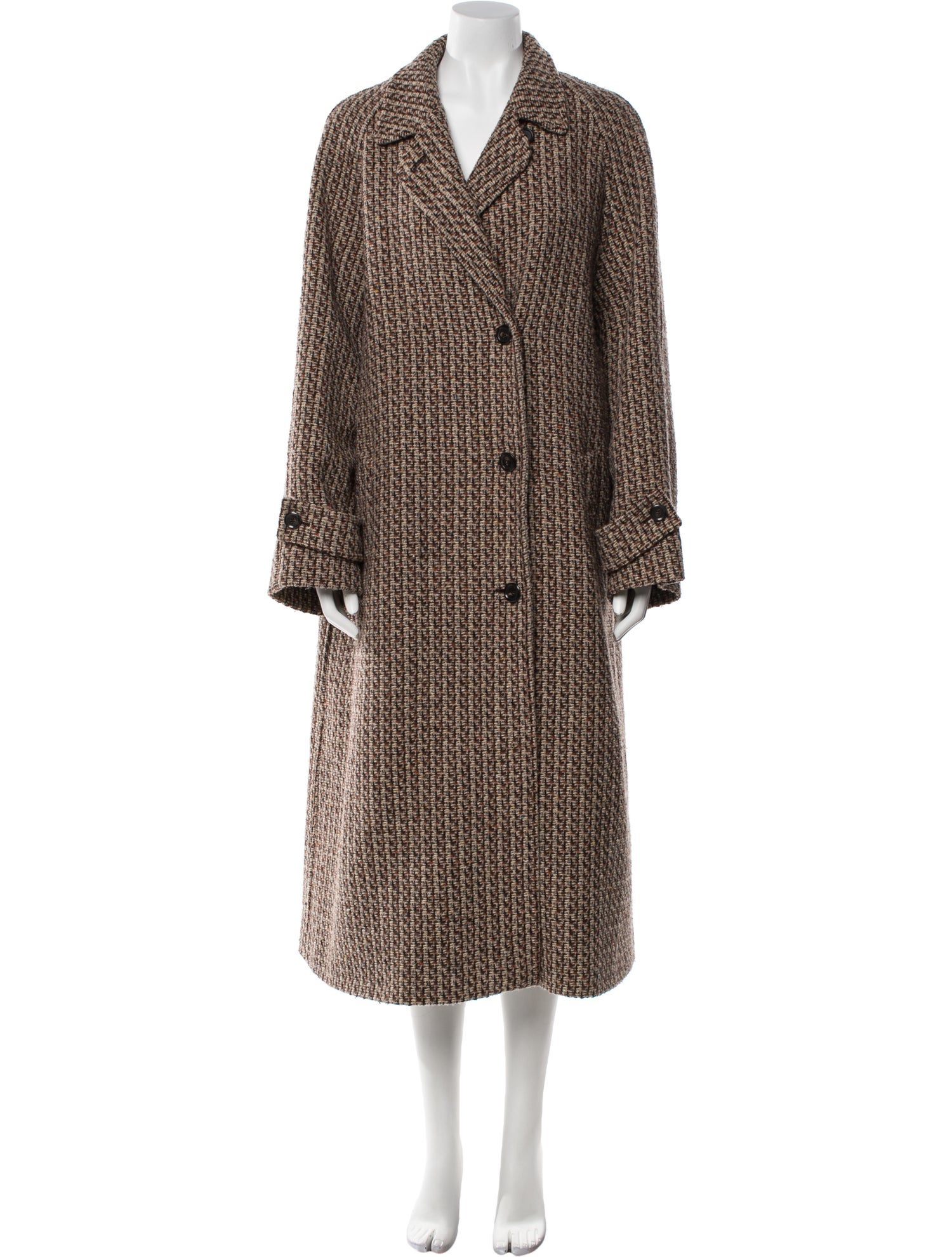 Moschino Couture Wool Houndstooth Print Faux Fur Coat