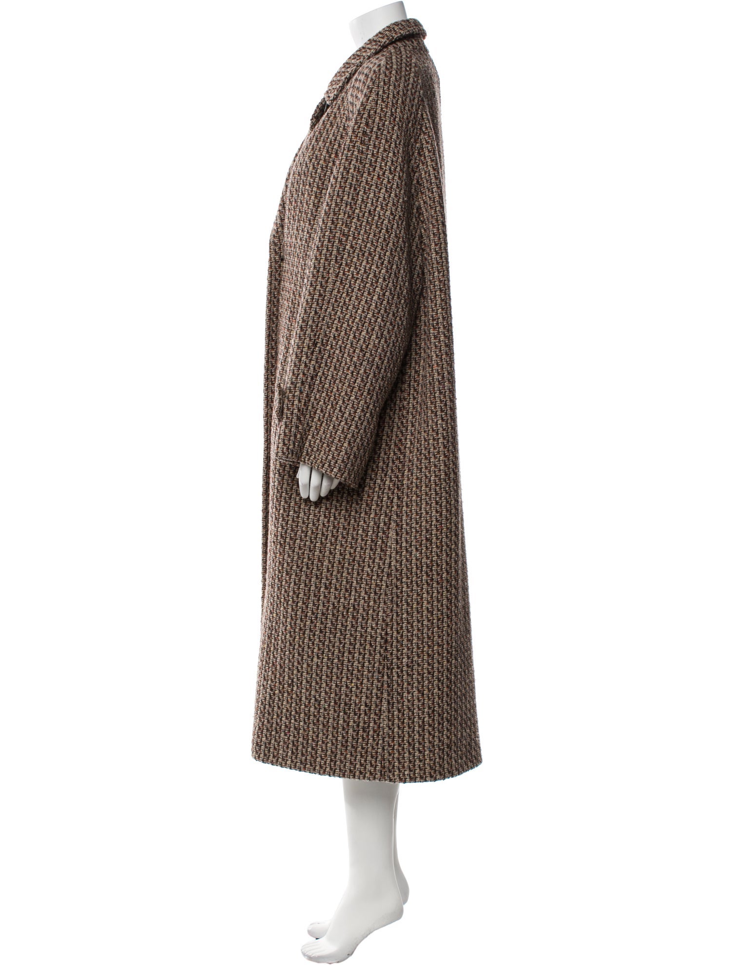 Moschino Couture Wool Houndstooth Print Faux Fur Coat