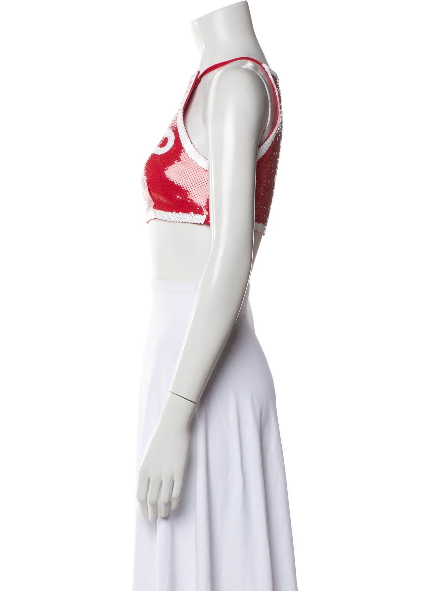 Moschino Couture Graphic Print Square Neckline Crop Top