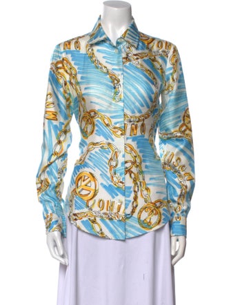 Moschino Couture Silk Printed Button-Up Top