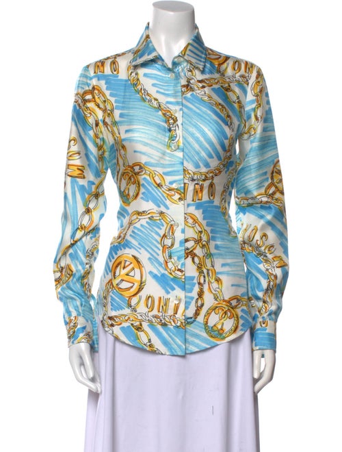 Moschino Couture Silk Printed Button-Up Top