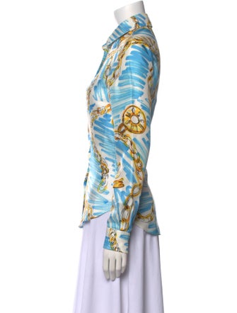 Moschino Couture Silk Printed Button-Up Top