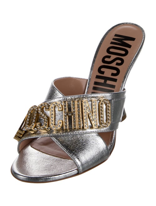Moschino Couture Leather Printed Slides