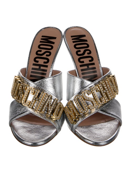 Moschino Couture Leather Printed Slides