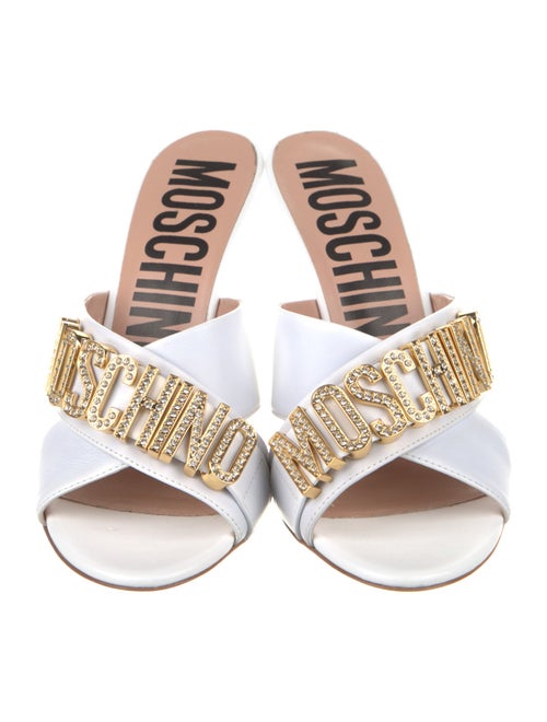Moschino Couture Leather Printed Slides