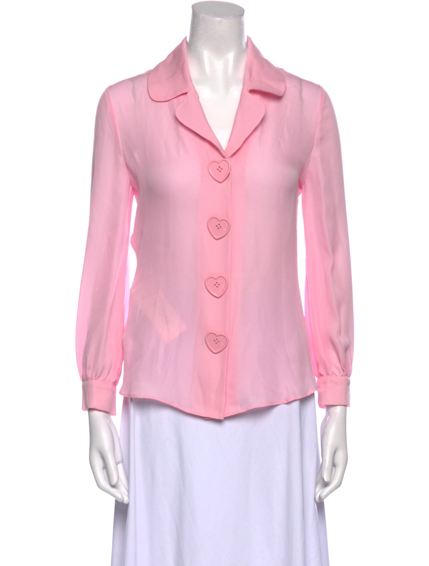 Moschino Couture Silk Three-Quarter Sleeve Button-Up Top w/ Tags