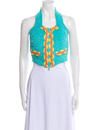 Moschino Couture Printed Halterneck Crop Top