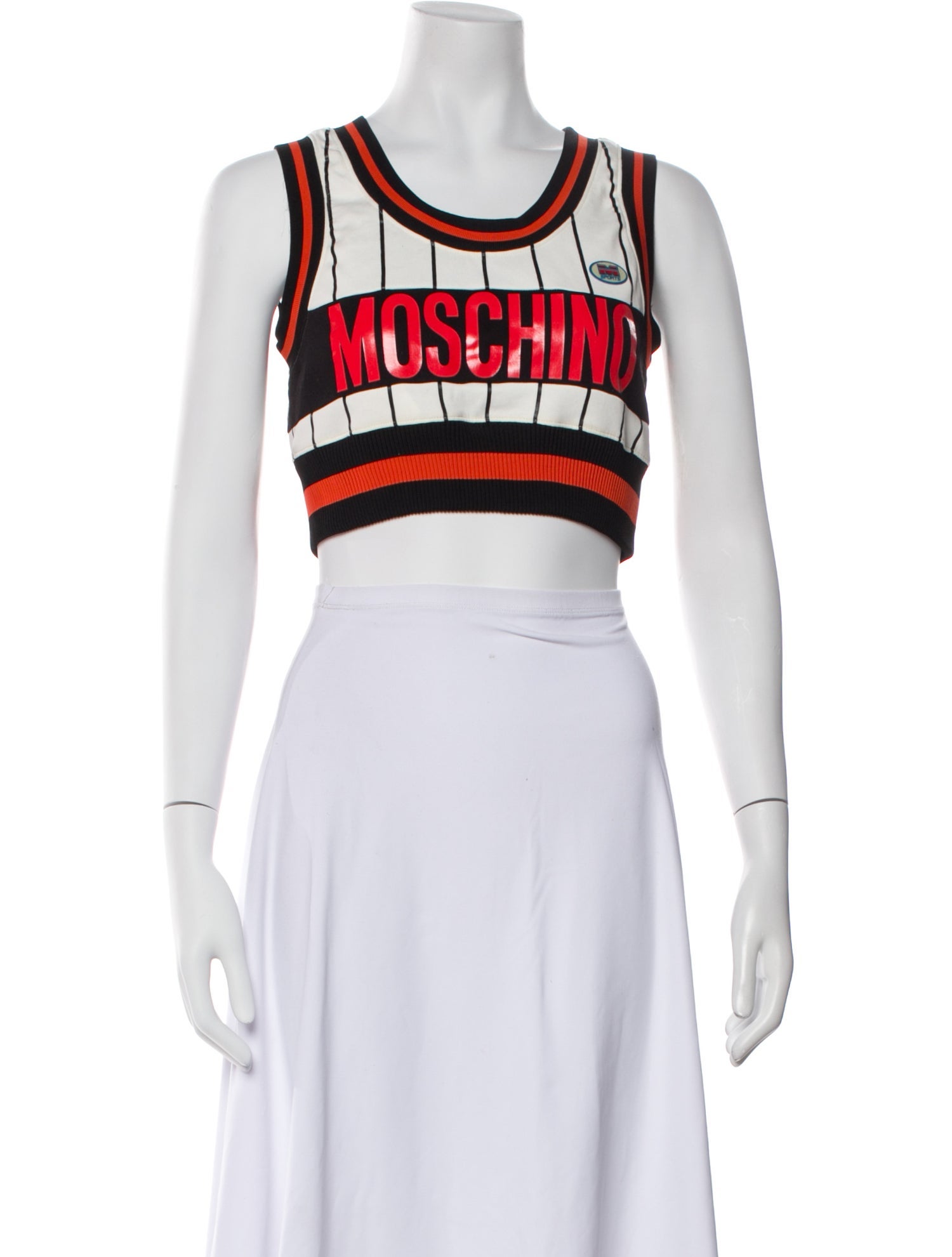 Moschino Couture Nylon Graphic Print Crop Top