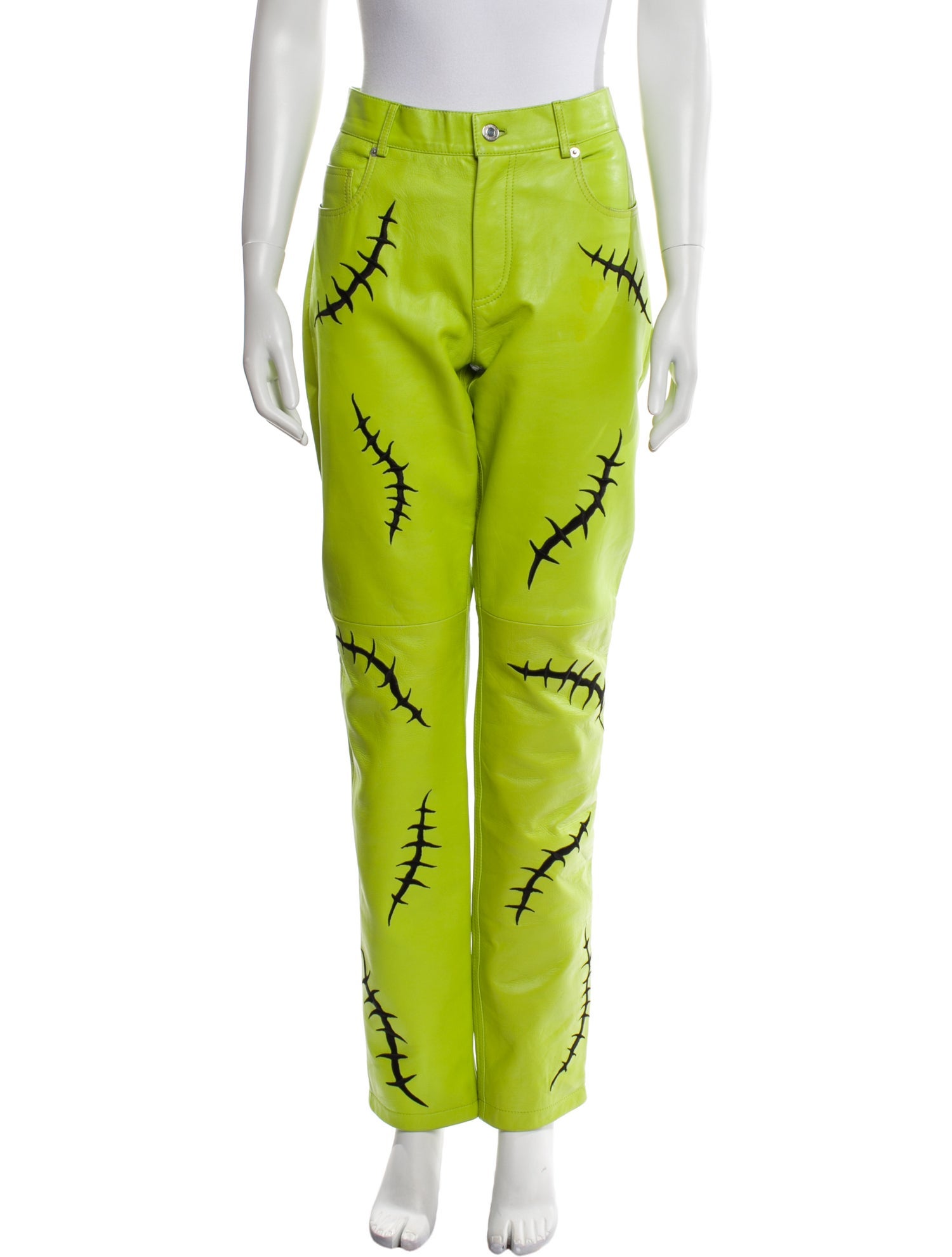 Moschino Couture Leather Straight Leg Pants