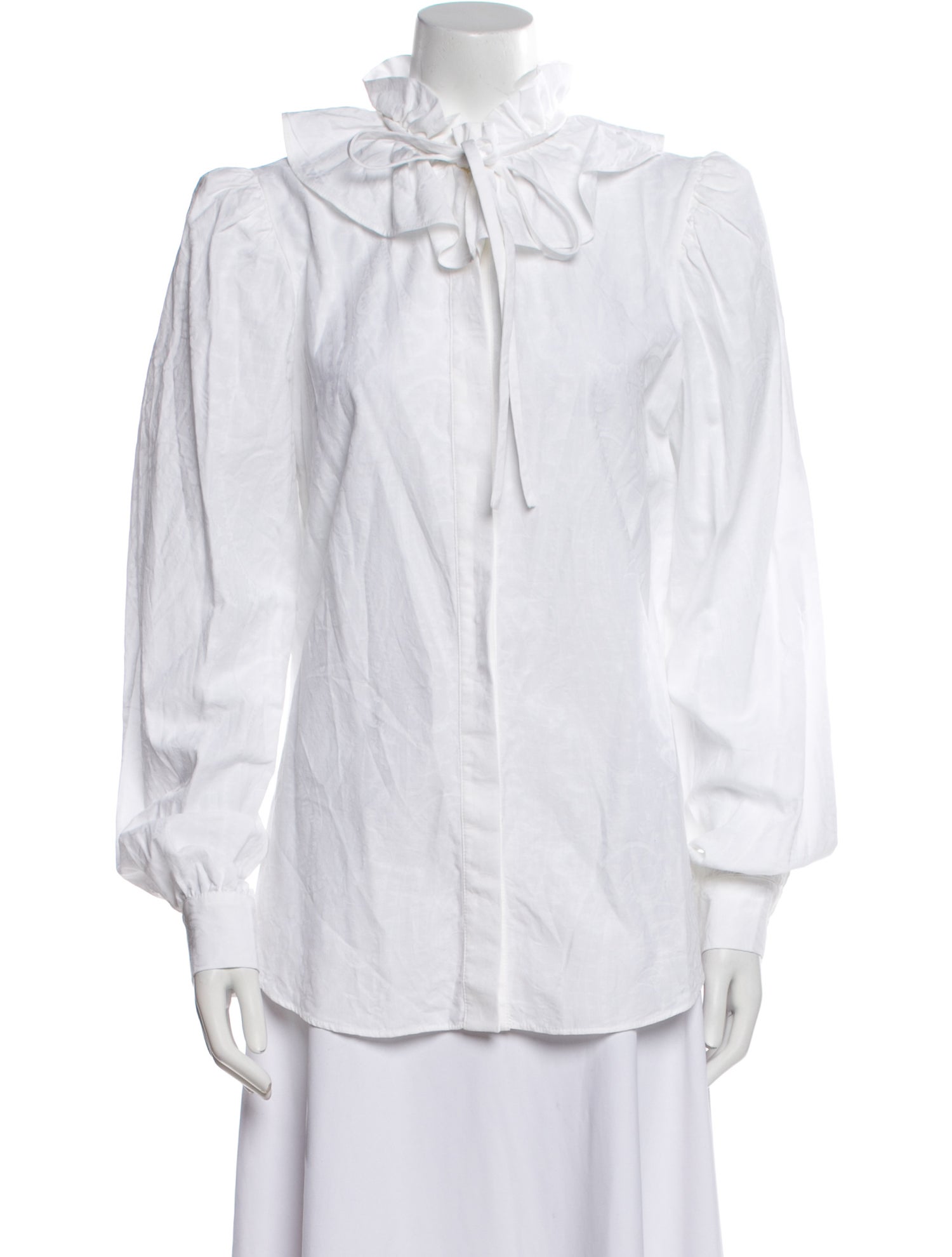 Moschino Couture Mock Neck Long Sleeve Button-Up Top
