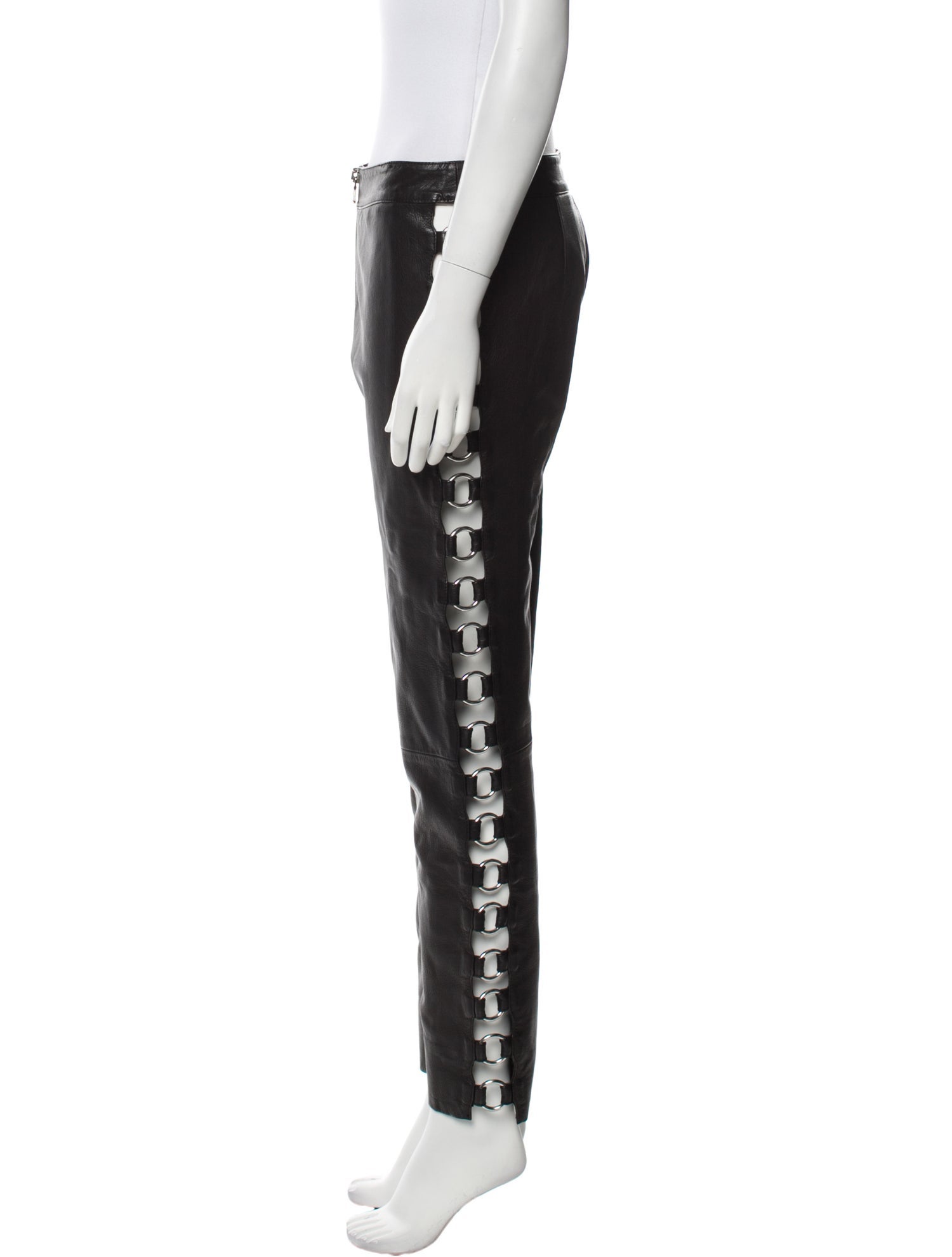 Moschino Couture Leather Straight Leg Pants