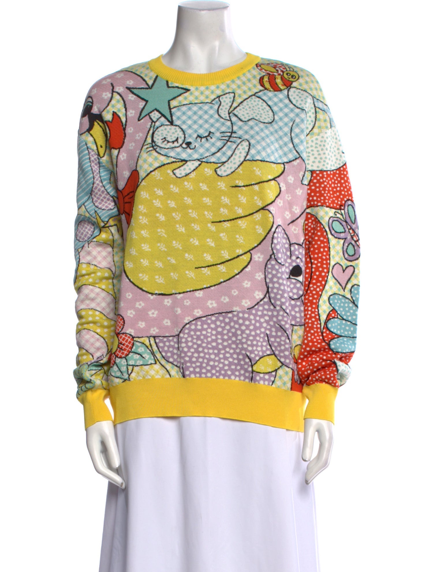 Moschino Couture Printed Scoop Neck Sweater