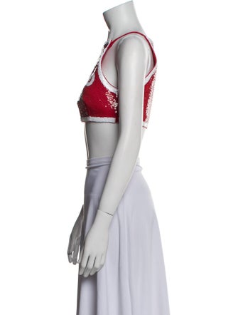 Moschino Couture Graphic Print Square Neckline Crop Top