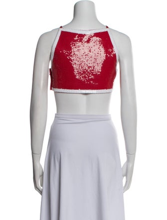 Moschino Couture Graphic Print Square Neckline Crop Top