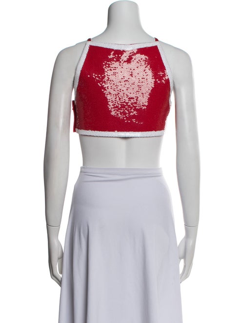 Moschino Couture Graphic Print Square Neckline Crop Top