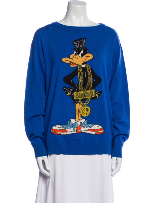 Moschino Couture Daffy Duck Intarsia Wool Sweater Virgin Wool Sweater