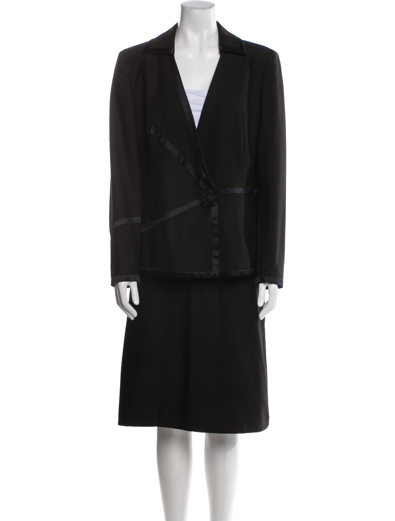 Moschino Couture Wool Whipstitch Trim Skirt Suit