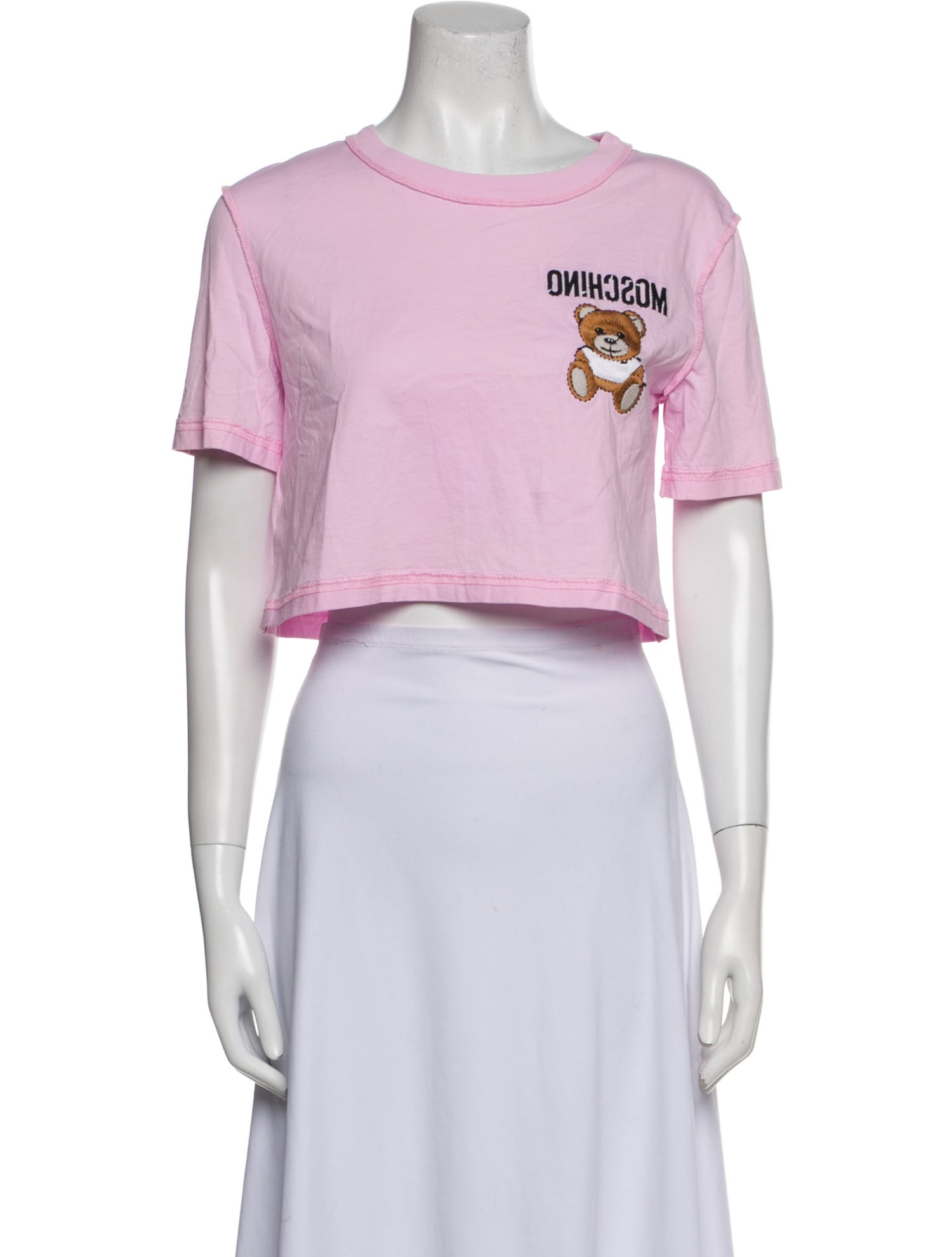 Moschino Couture Graphic Print Crew Neck Crop Top