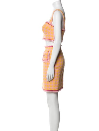 Moschino Couture Printed Fringe Trim Accent Skirt Suit