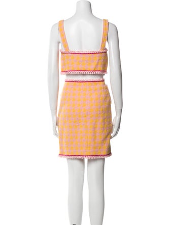 Moschino Couture Printed Fringe Trim Accent Skirt Suit