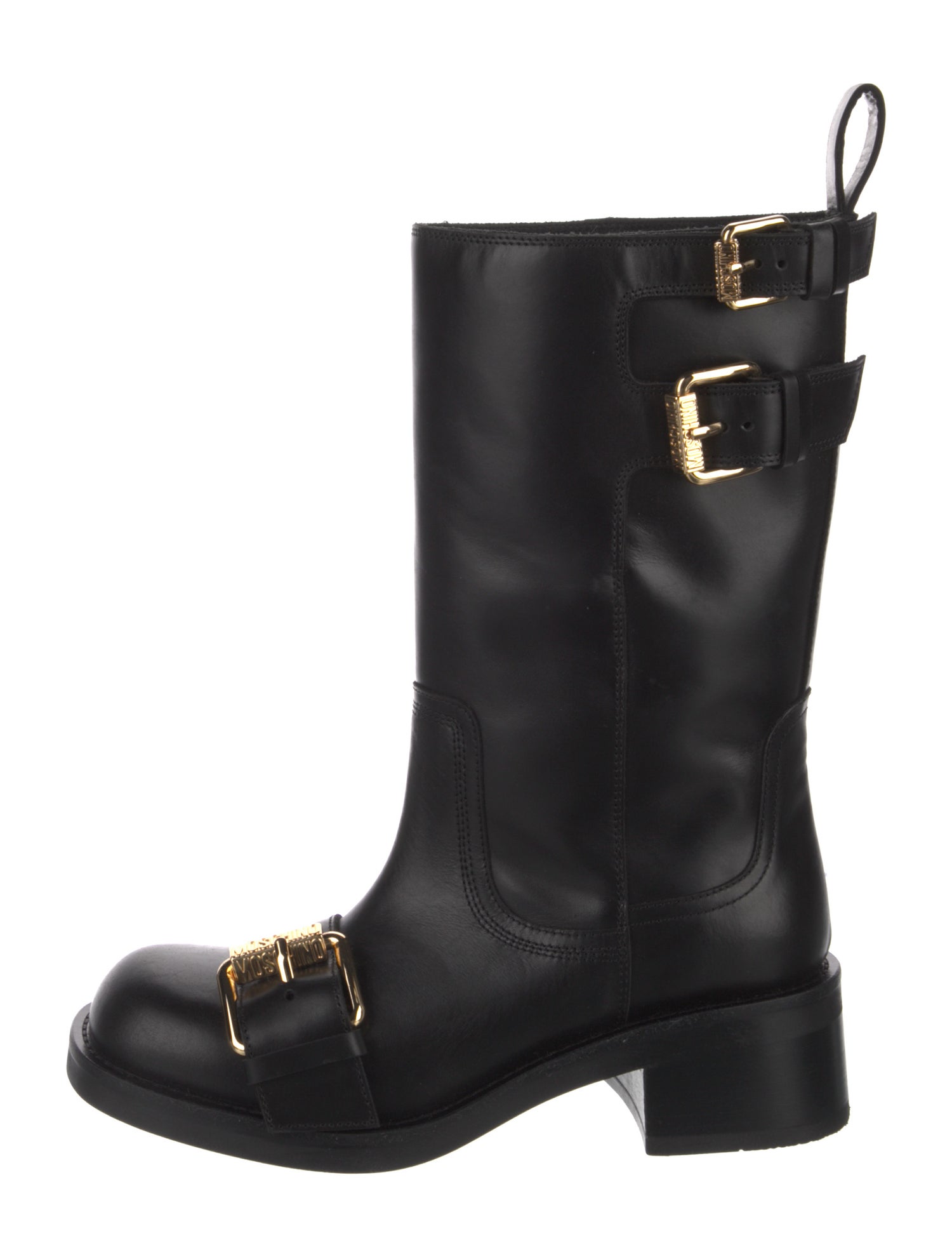 Moschino Couture Leather Moto Boots