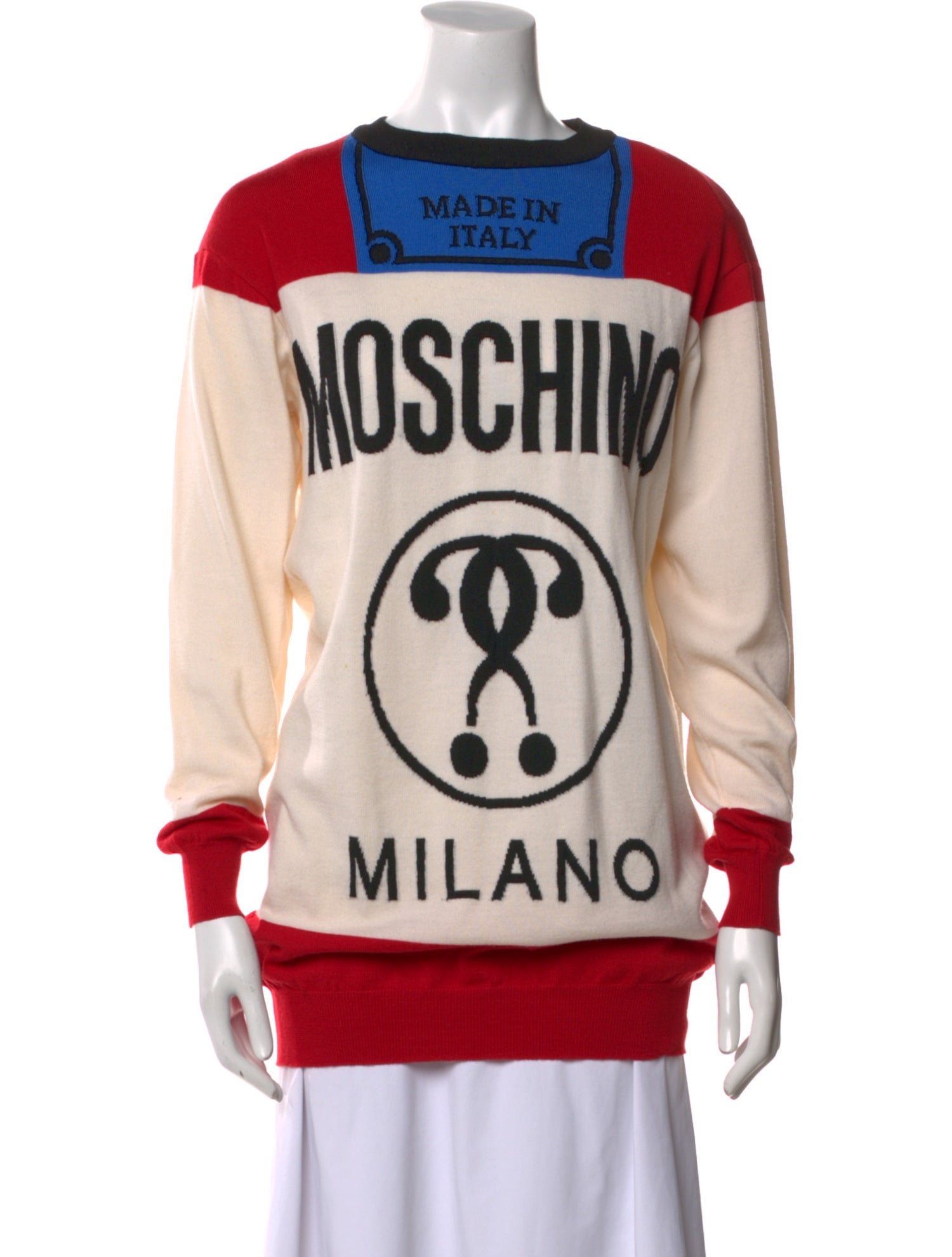 Moschino Couture Virgin Wool Graphic Print Sweater
