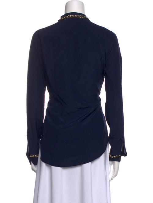 Moschino Couture Silk Mock Neck Button-Up Top