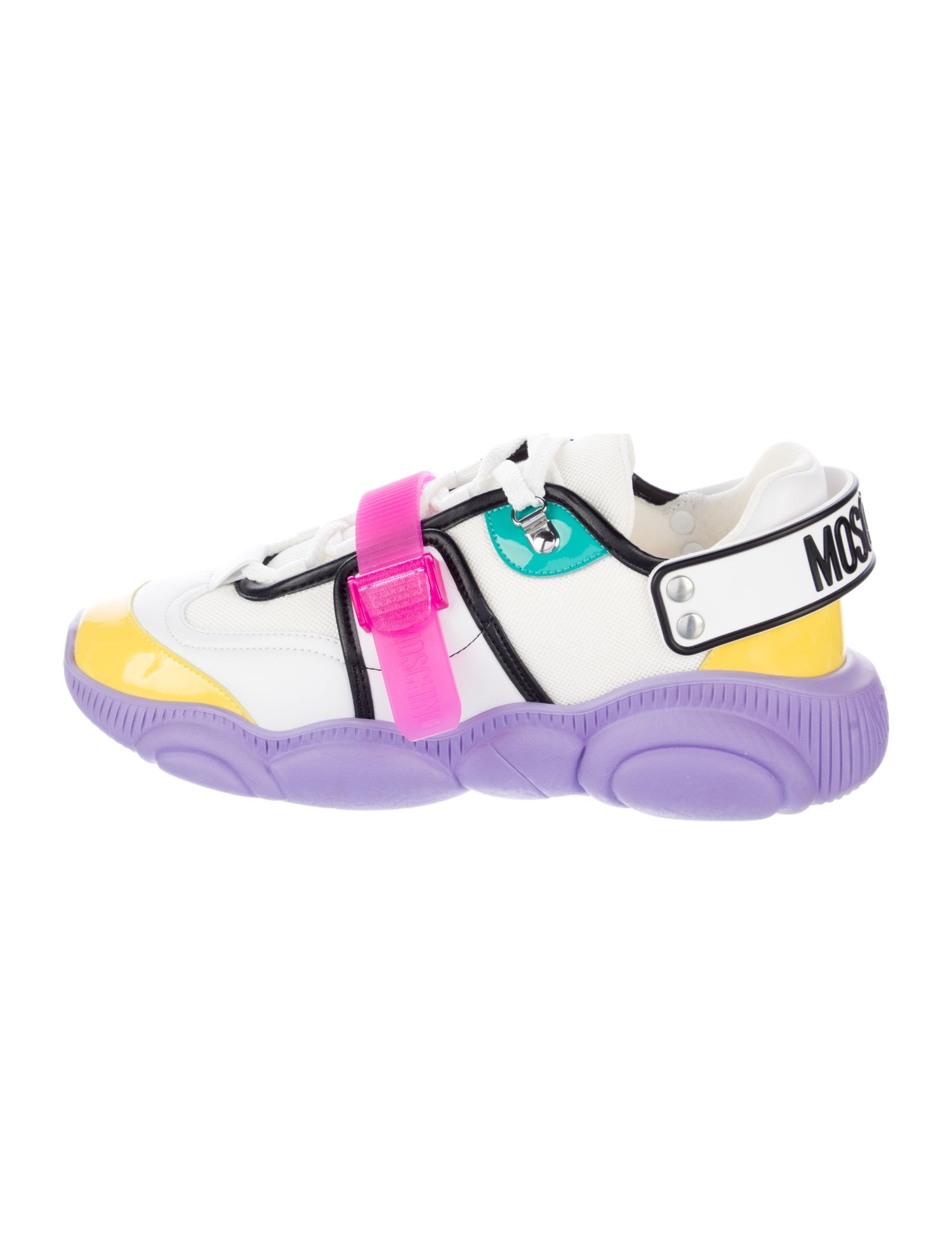 Moschino Couture Leather Colorblock Pattern Sneakers