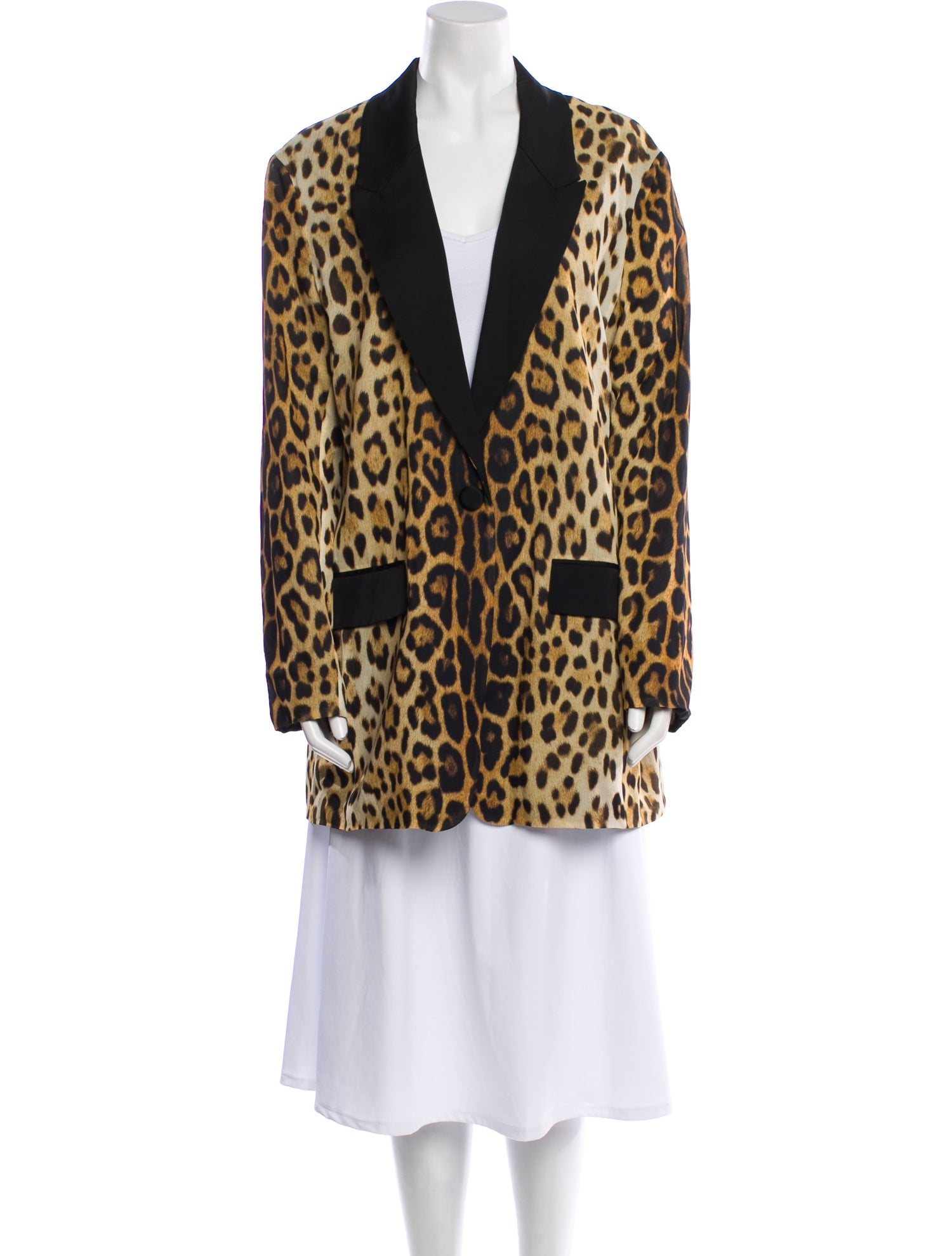 Moschino Couture Silk Animal Print Faux Fur Jacket