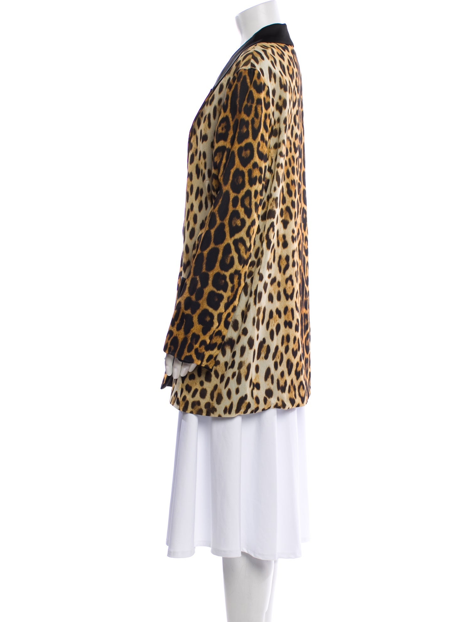 Moschino Couture Silk Animal Print Faux Fur Jacket