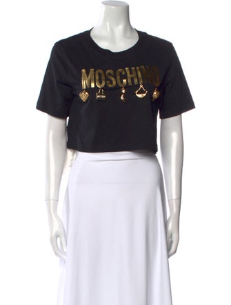 Moschino Couture Graphic Print Crew Neck Crop Top