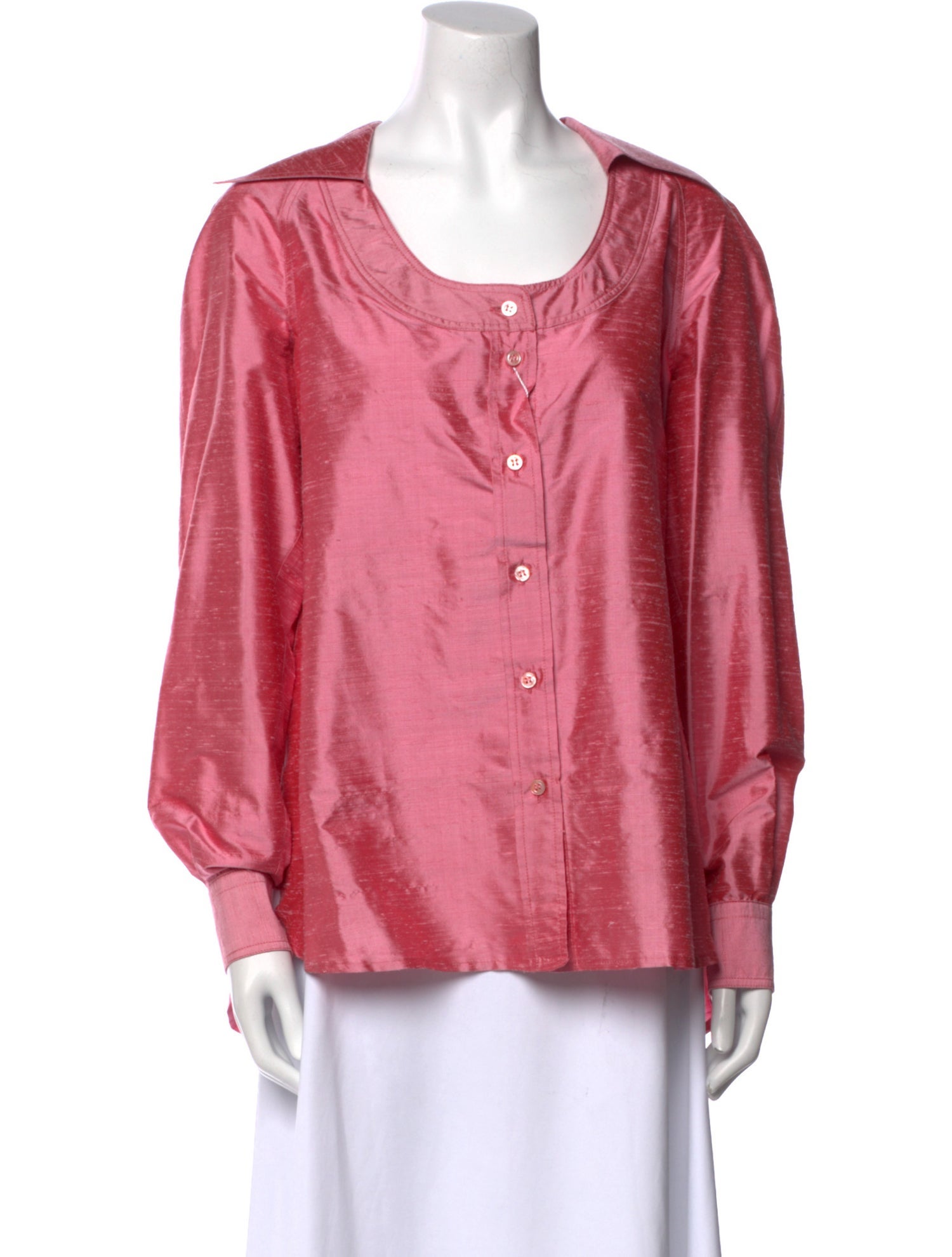 Moschino Couture Silk Scoop Neck Button-Up Top