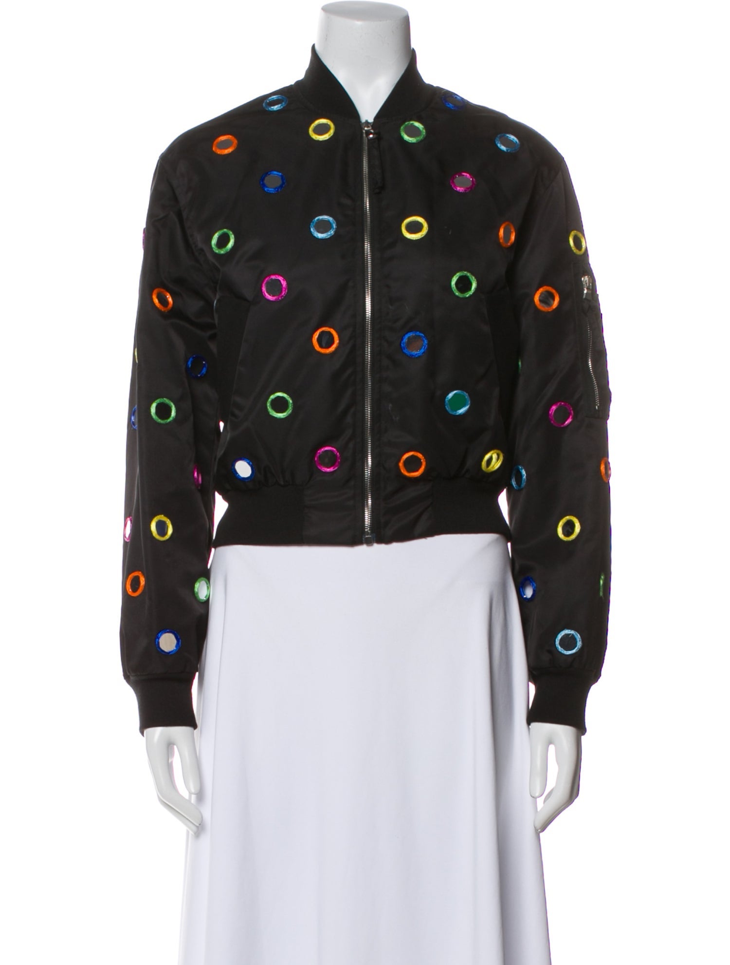 Moschino Couture Nylon Polka Dot Print Bomber Jacket