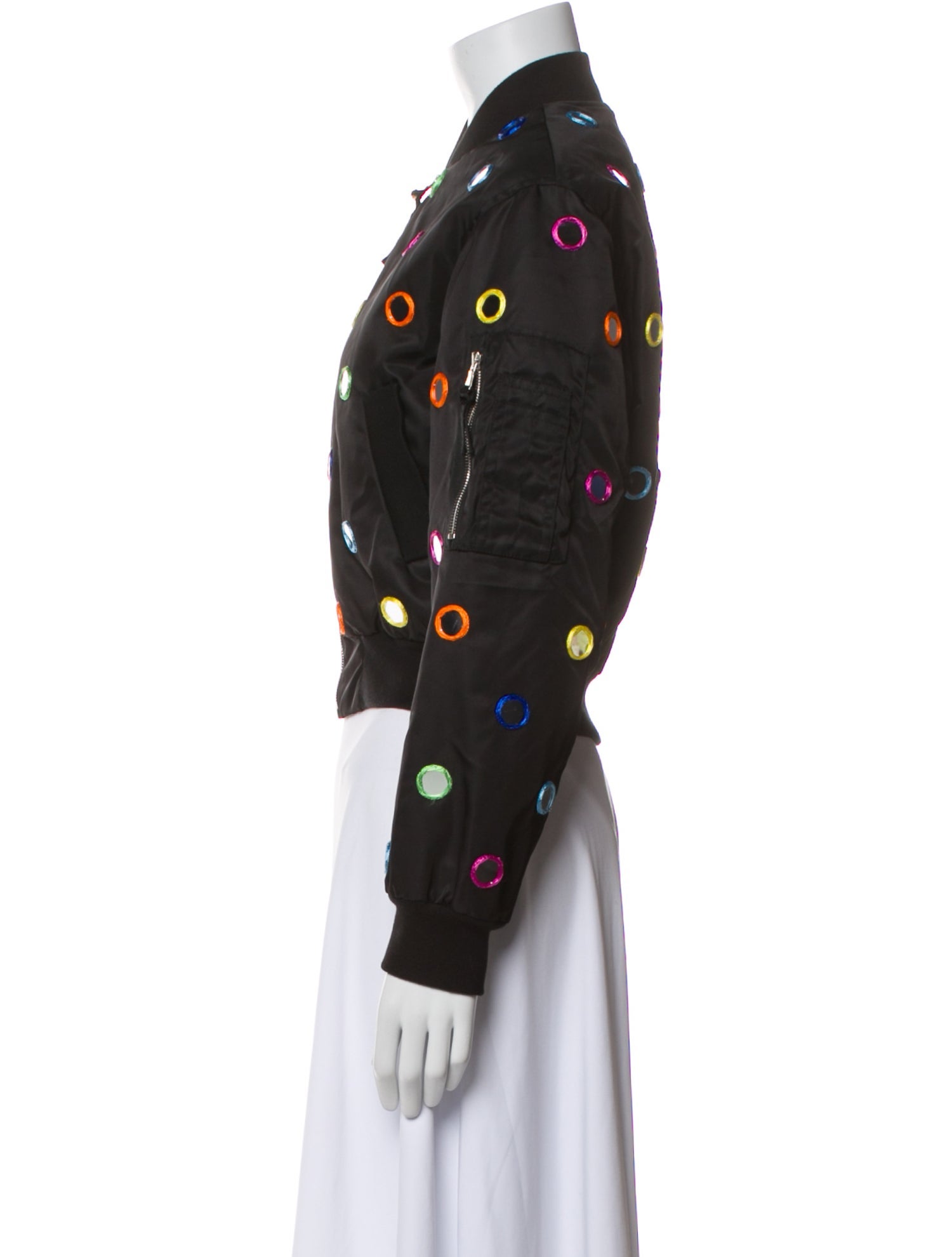 Moschino Couture Nylon Polka Dot Print Bomber Jacket