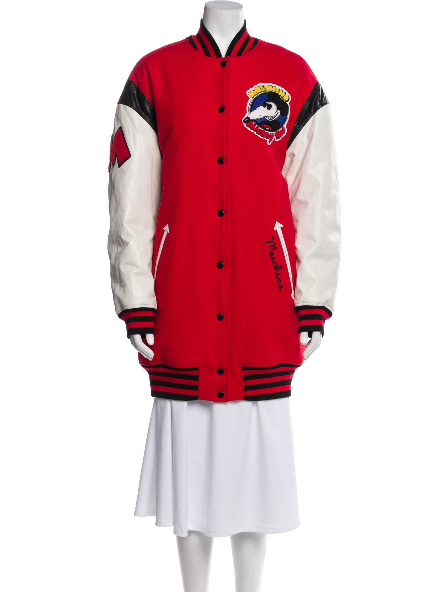 Moschino Couture Virgin Wool Colorblock Pattern Bomber Jacket