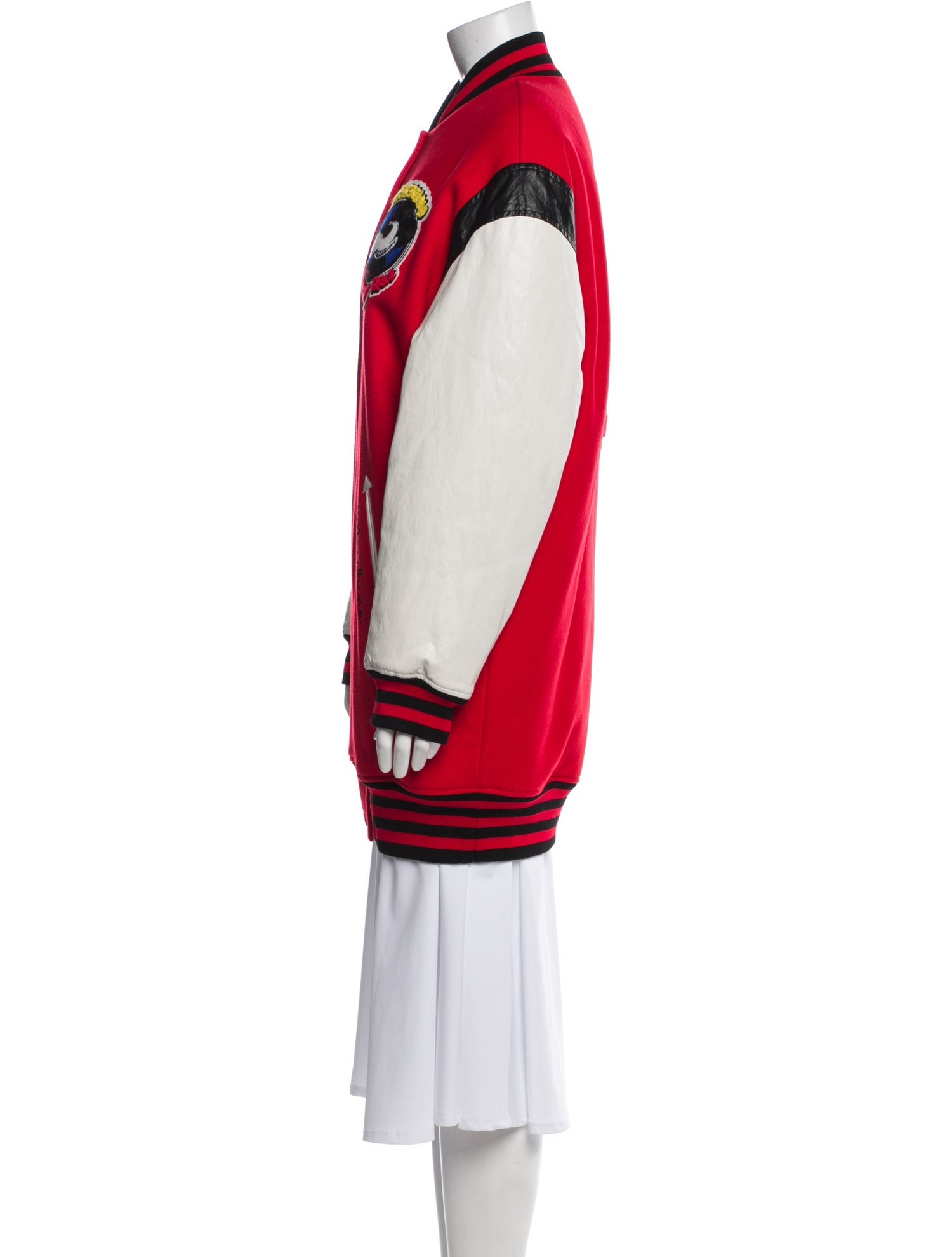 Moschino Couture Virgin Wool Colorblock Pattern Bomber Jacket